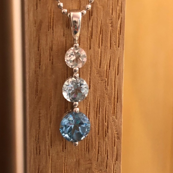 NWOT. Sterling Silver TriColour Topaz Necklace - Picture 1 of 5